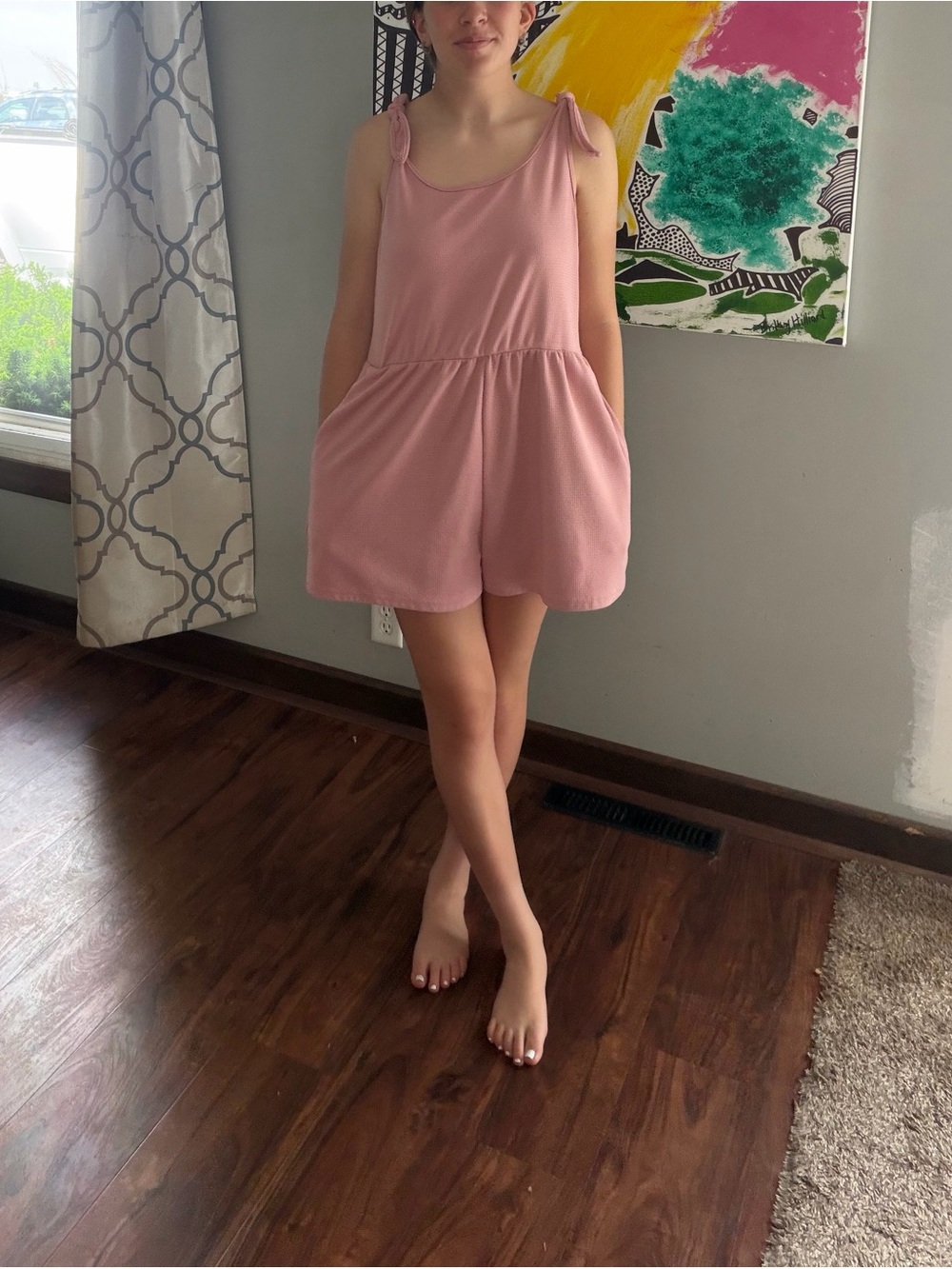 Women’s Pink Tie-Shoulder Romper